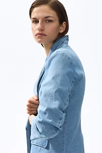 Gathered-Sleeve Denim Jacket