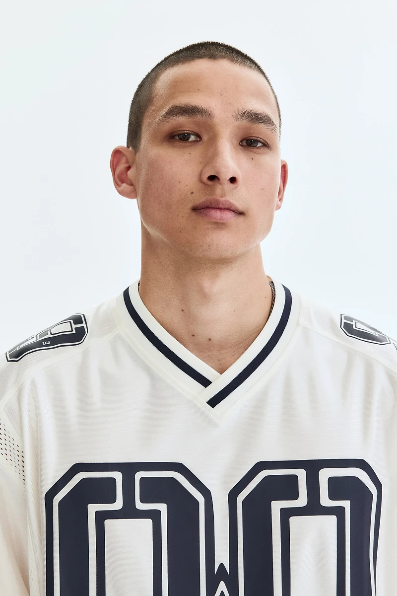 Loose-Fit Printed Mesh T-Shirt