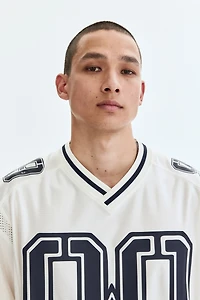 Loose-Fit Printed Mesh T-Shirt