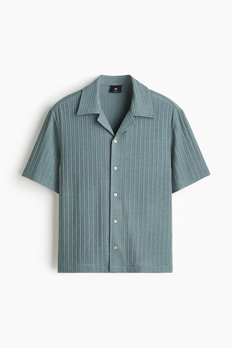 Loose-Fit Rib-Knit Resort Shirt