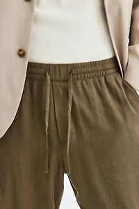 Relaxed-Fit Linen-Blend Pants