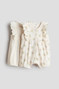 2-Pack Ruffle-Detail Romper Suits