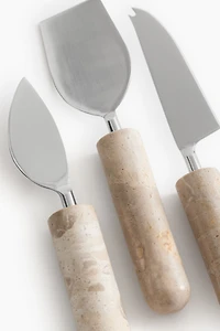 Lot de 3 couteaux à fromage en marbre