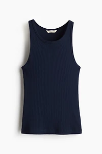 Ribbed Silk-Blend Tank Top