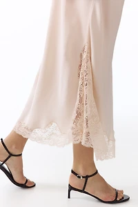 MAMA Lace-Trimmed Viscose Skirt