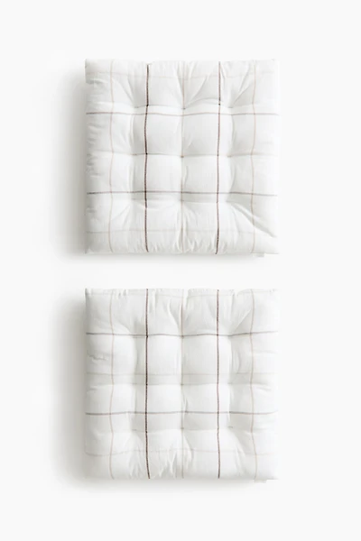 Lot de 2 coussins d'assise en lin mélangé à motif