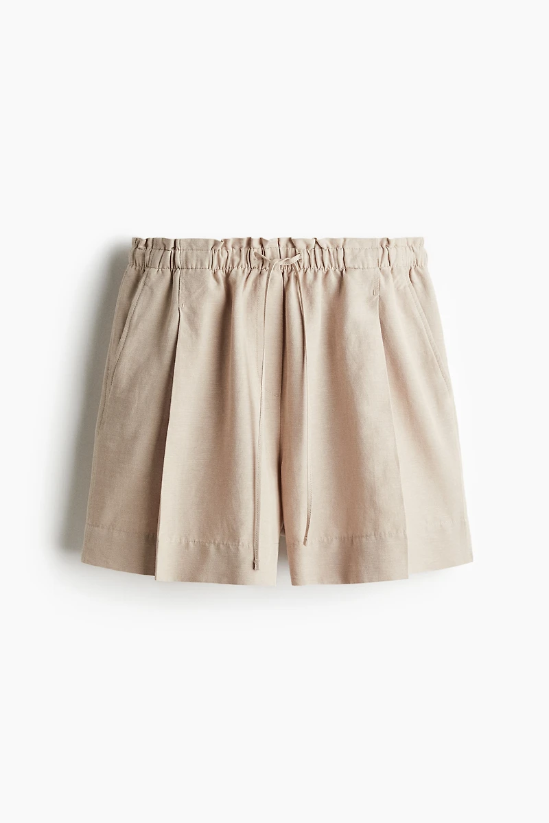 Linen-Blend Drawstring Shorts