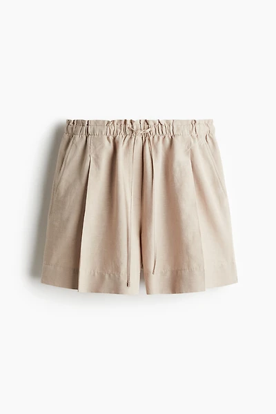 Linen-Blend Drawstring Shorts