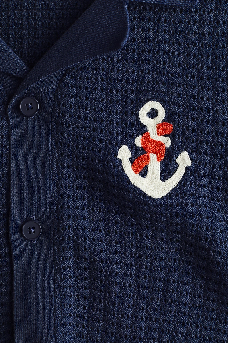 Chemise en tricot texturé avec col cubain