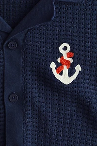 Chemise en tricot texturé avec col cubain