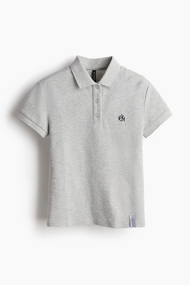 Embroidered-motif Piqué Polo Shirt
