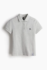 Embroidered-motif Piqué Polo Shirt