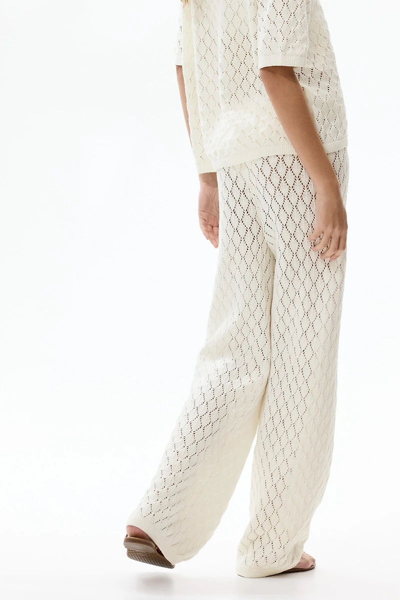 Pointelle-Knit Pants