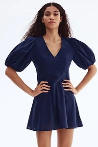 Balloon-Sleeved Cotton Dress