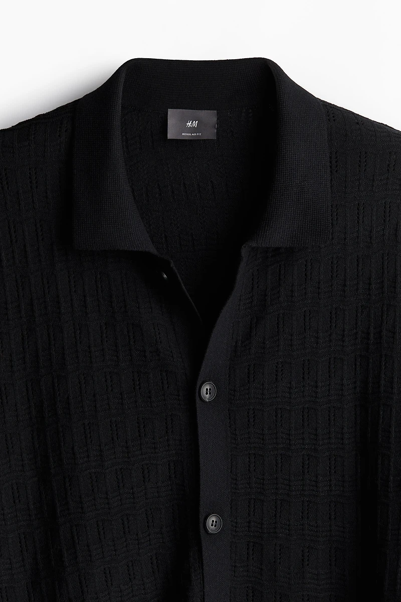 Regular Fit Pointelle-knit Shirt