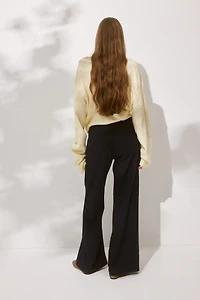 Wide-Leg Linen-Blend Pants