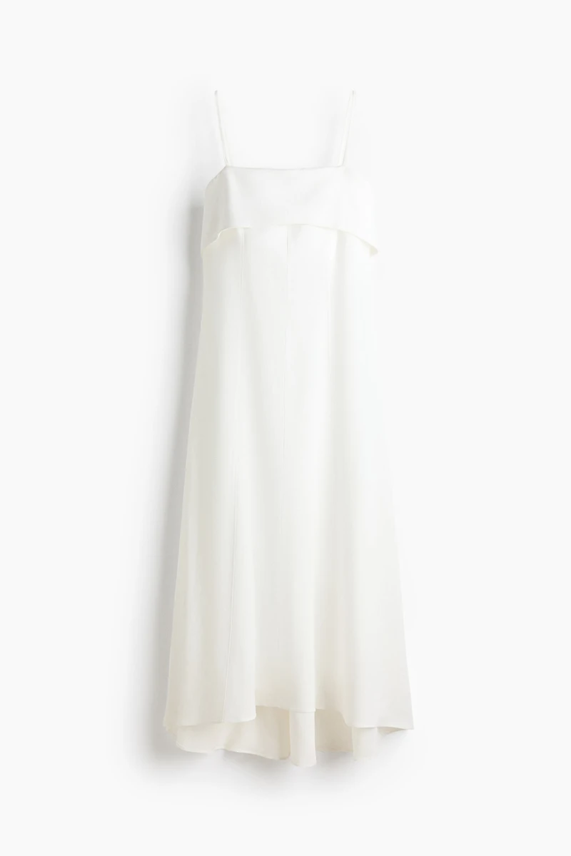 Robe à bretelles fines en lin mélangé