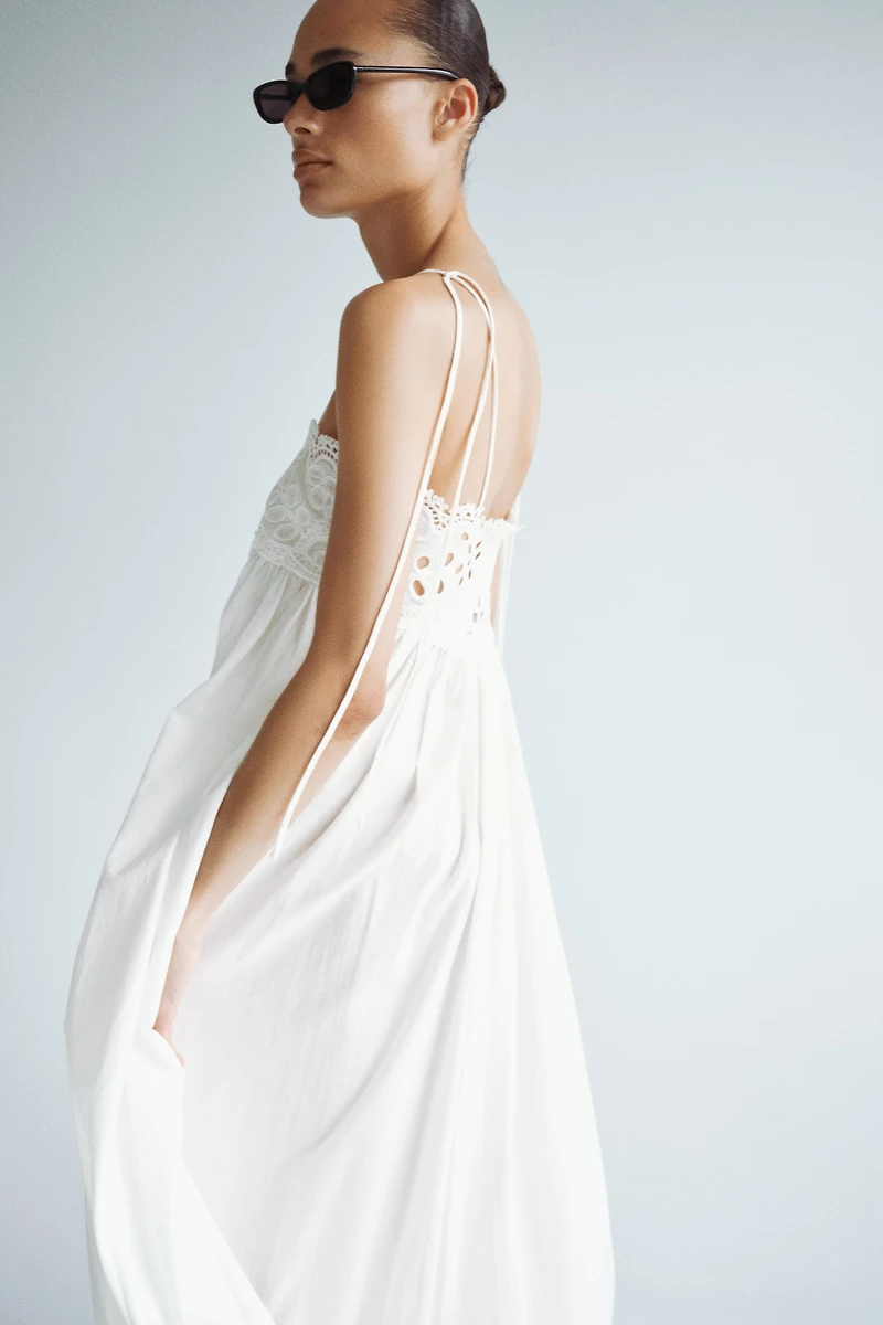 Embroidered-Detail Tie-Strap Dress