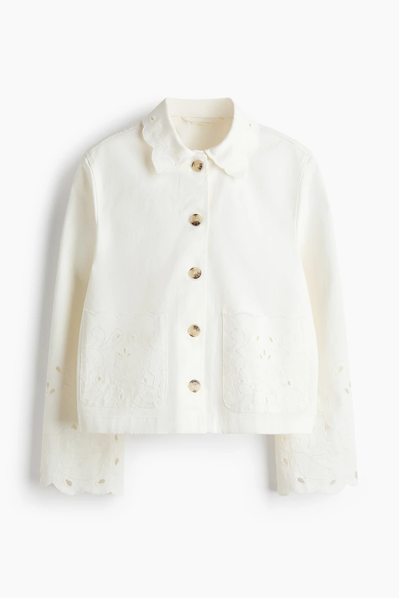 Twill Jacket with Eyelet Embroidery