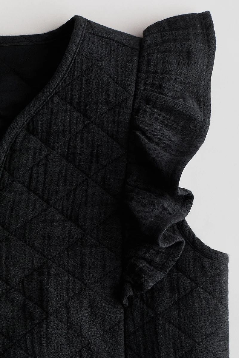 Gilet sans manches volanté en mousseline de coton