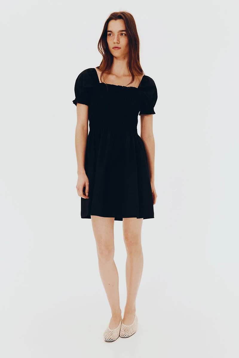 Smocked Poplin Dress