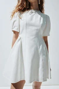 Flared-Skirt Denim Dress