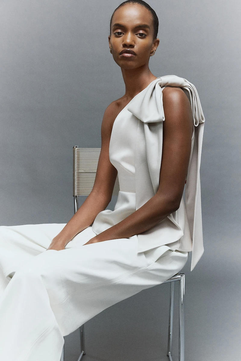 Bow-Detail One-Shoulder Top