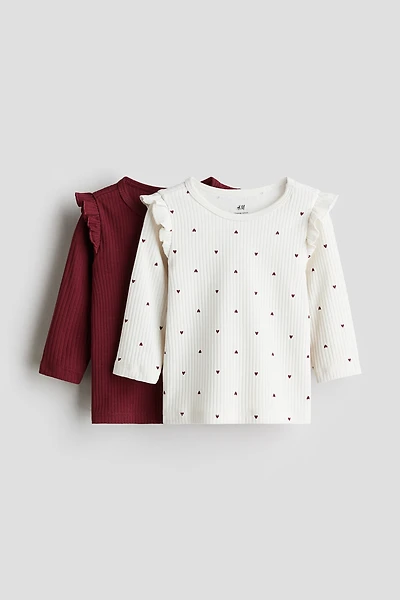 Lot de 2 T-shirts en jersey côtelé