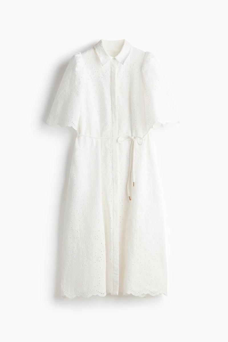 Eyelet-Embroidered Cotton Shirt Dress