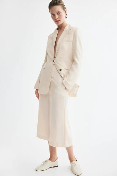 Button-Detail Twill Culottes