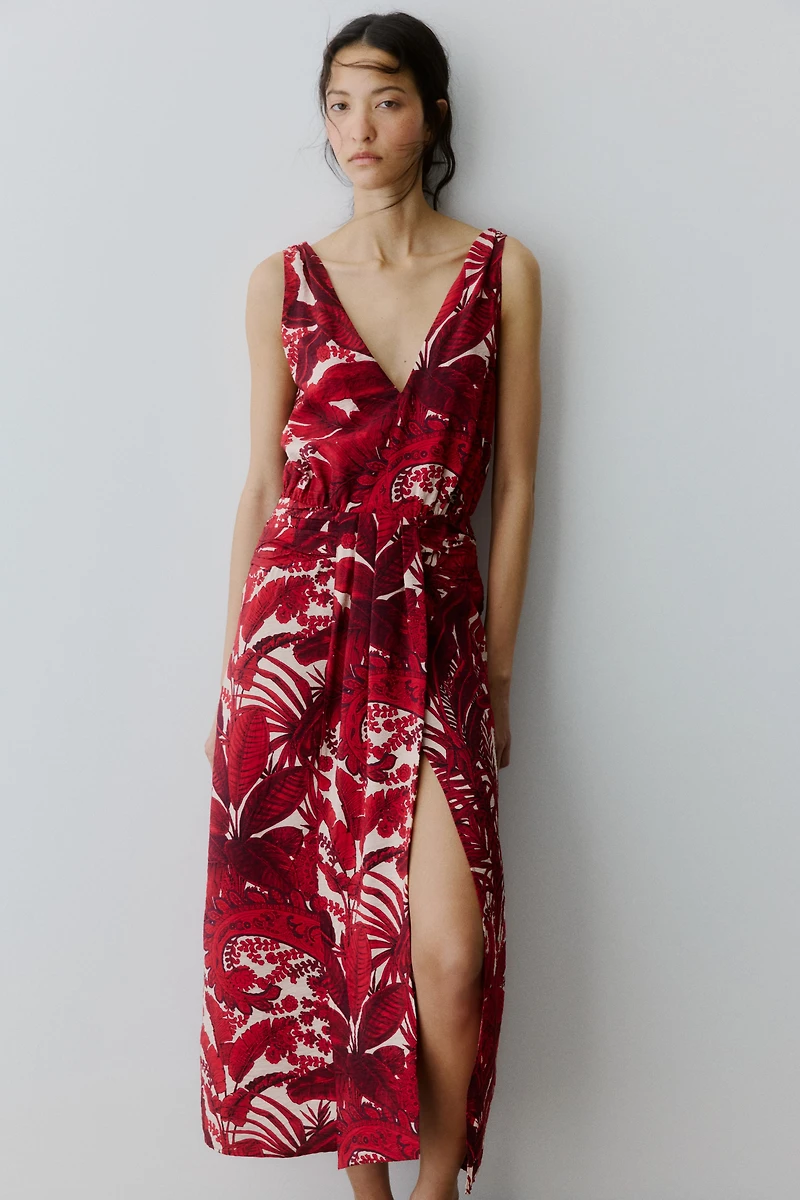 V-Neck Midi Dress