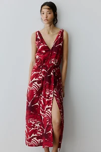 V-Neck Midi Dress