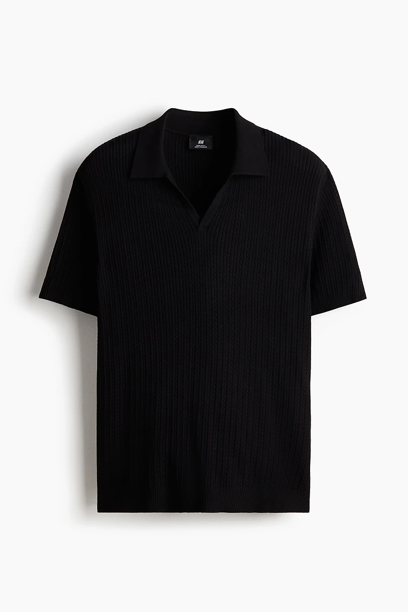 Regular-Fit Cable-Knit Polo Shirt