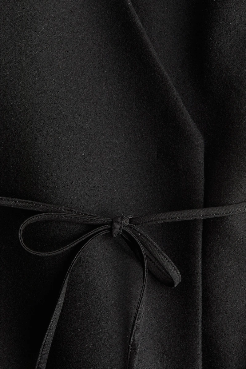 Tie-Detail Felted Coat