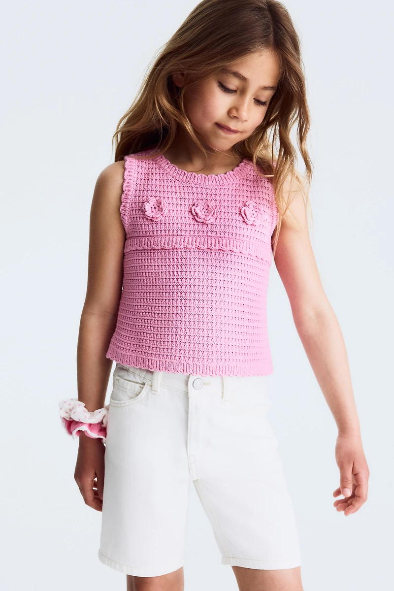 Appliquéd Crochet-Look Top