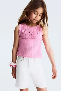Appliquéd Crochet-Look Top