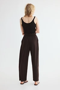 Tie-Belt Barrel-Leg Pants