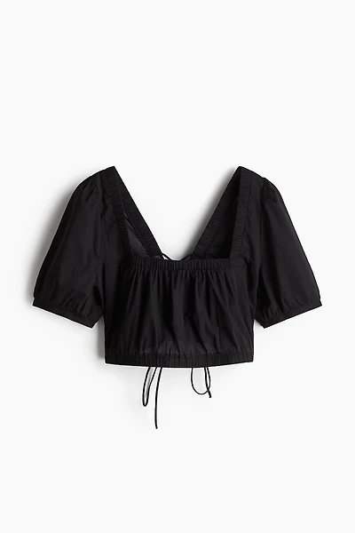 Lacing-detail cotton blouse