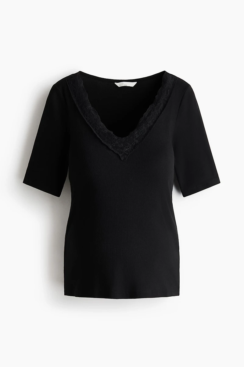MAMA Ribbed V-Neck Top