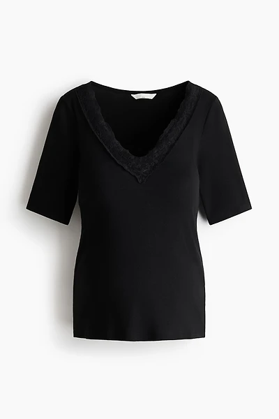 MAMA Ribbed V-Neck Top