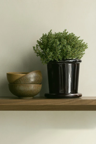 Extra-Small Stoneware Plant Pot with Saucer
