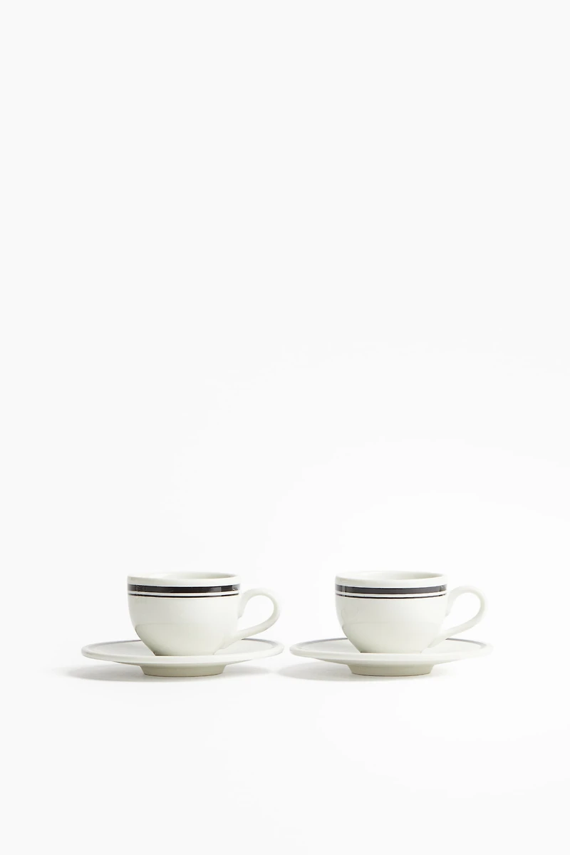 Lot de 2 tasses à expresso avec soucoupes