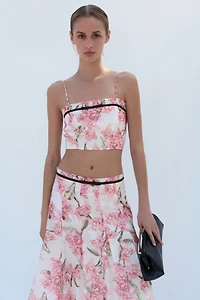 Linen-Blend Crop Top