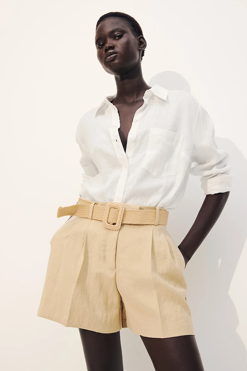 Belted Twill Shorts