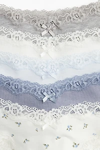 Lot de 5 culottes Brazilian en coton et dentelle