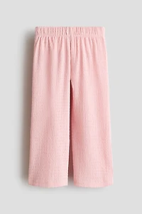 Wide-Leg Crinkled Pants