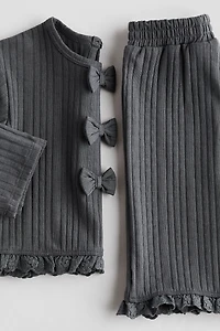 2-Piece Knit Bow-Detail Set