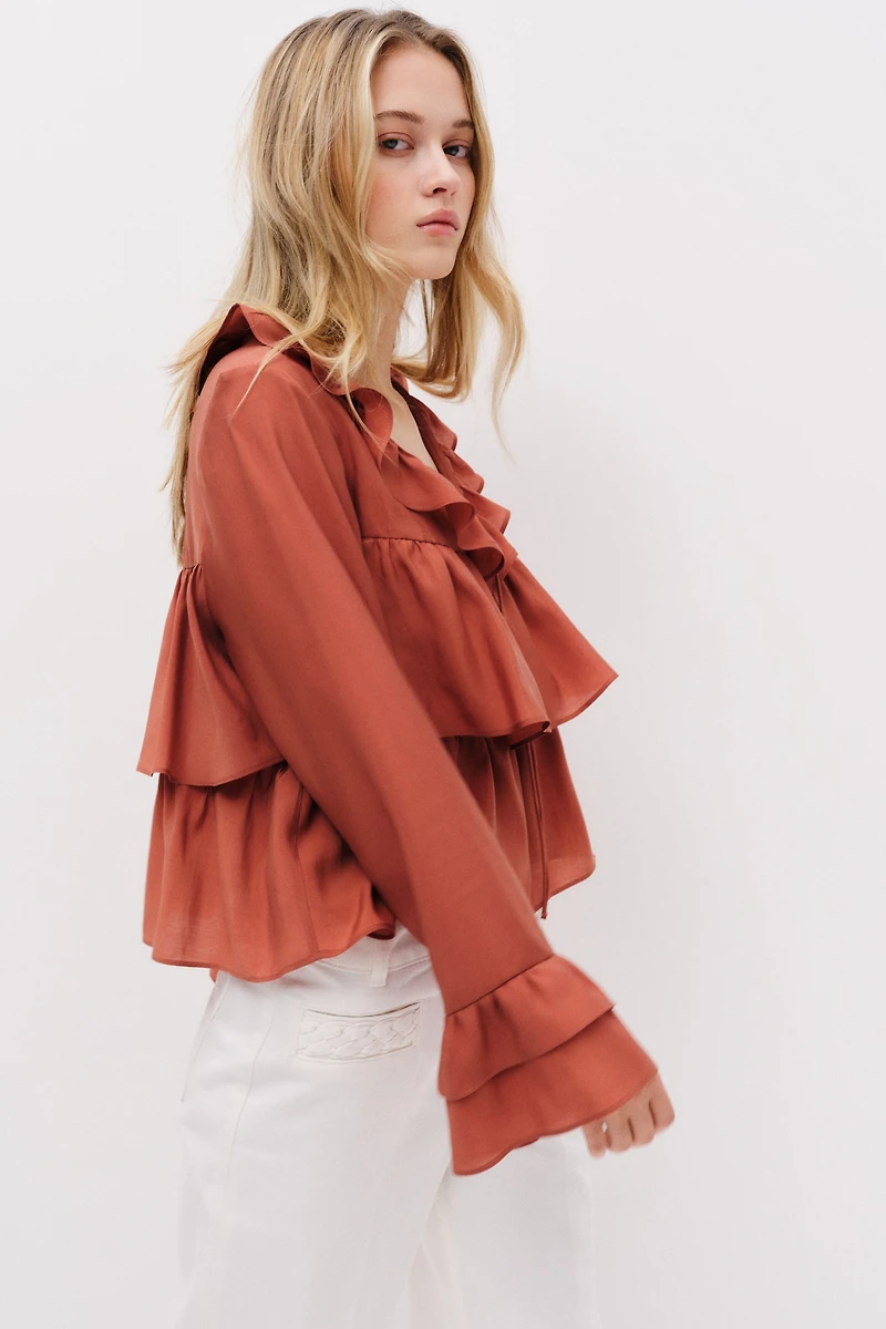 Ruffle-Trimmed Blouse