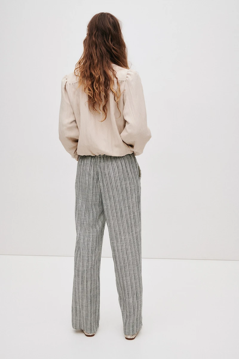 Linen-Blend Drawstring Pants
