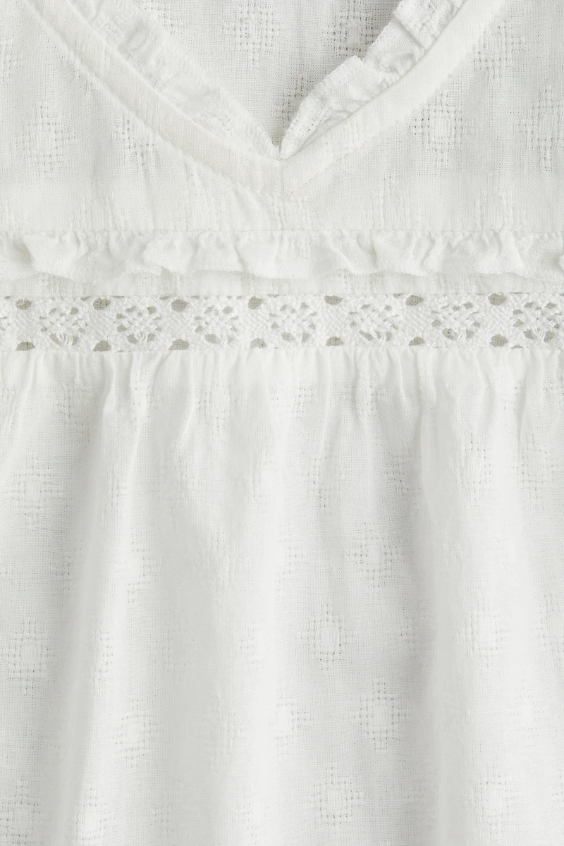 Ruffle-Trimmed Cotton Blouse